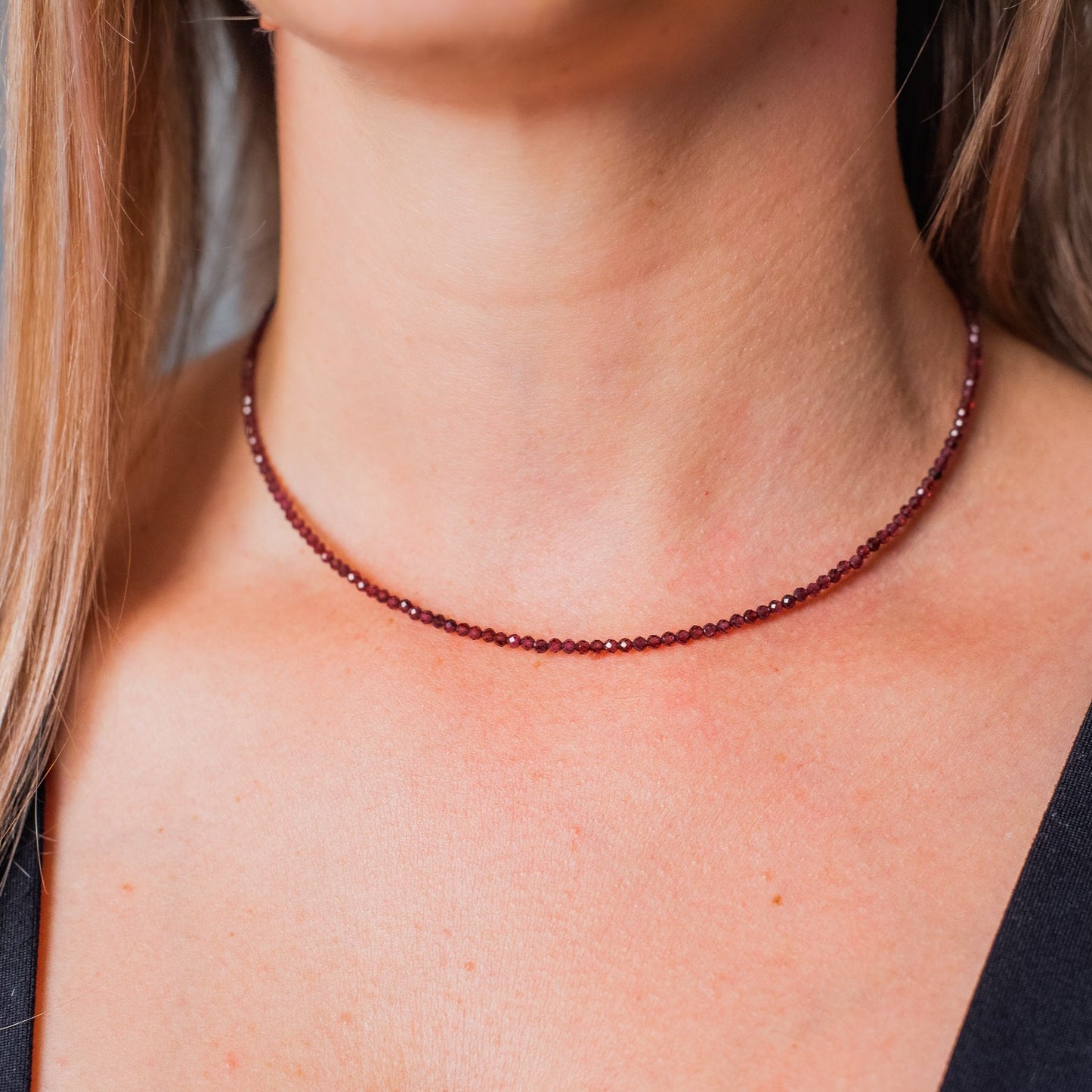Manifest your desires - Choker cu Granat si argint