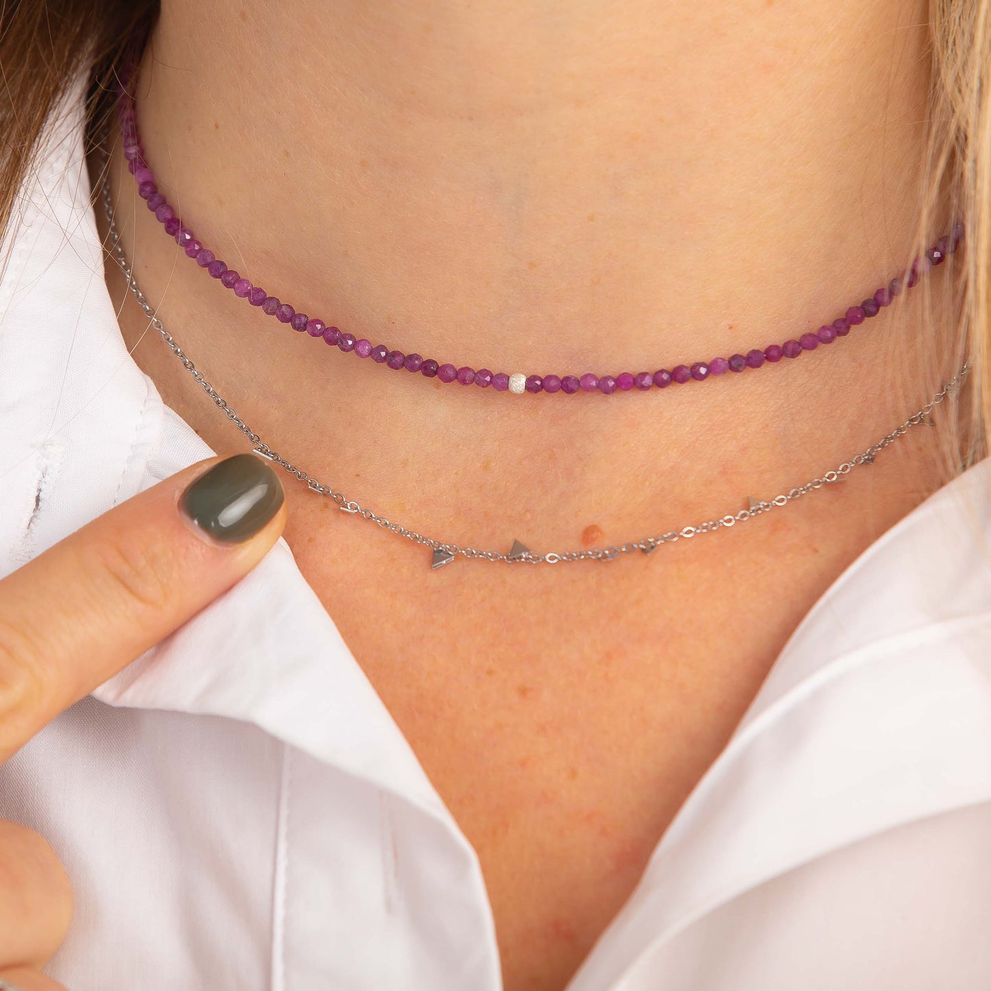 Zest for life - Rubin - choker cu cristale naturale si argint