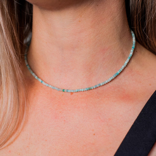 Independence - Amazonit - choker cu cristale naturale si argint